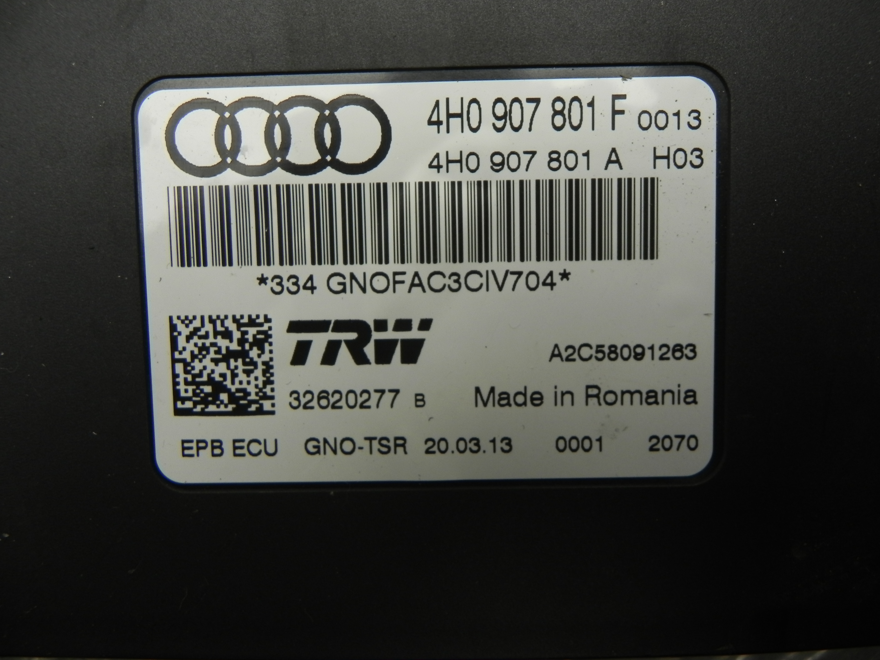 AUDI A6 C7/4G (2010-2020) Блок керування ручним гальмом 4H0907801F 23445827