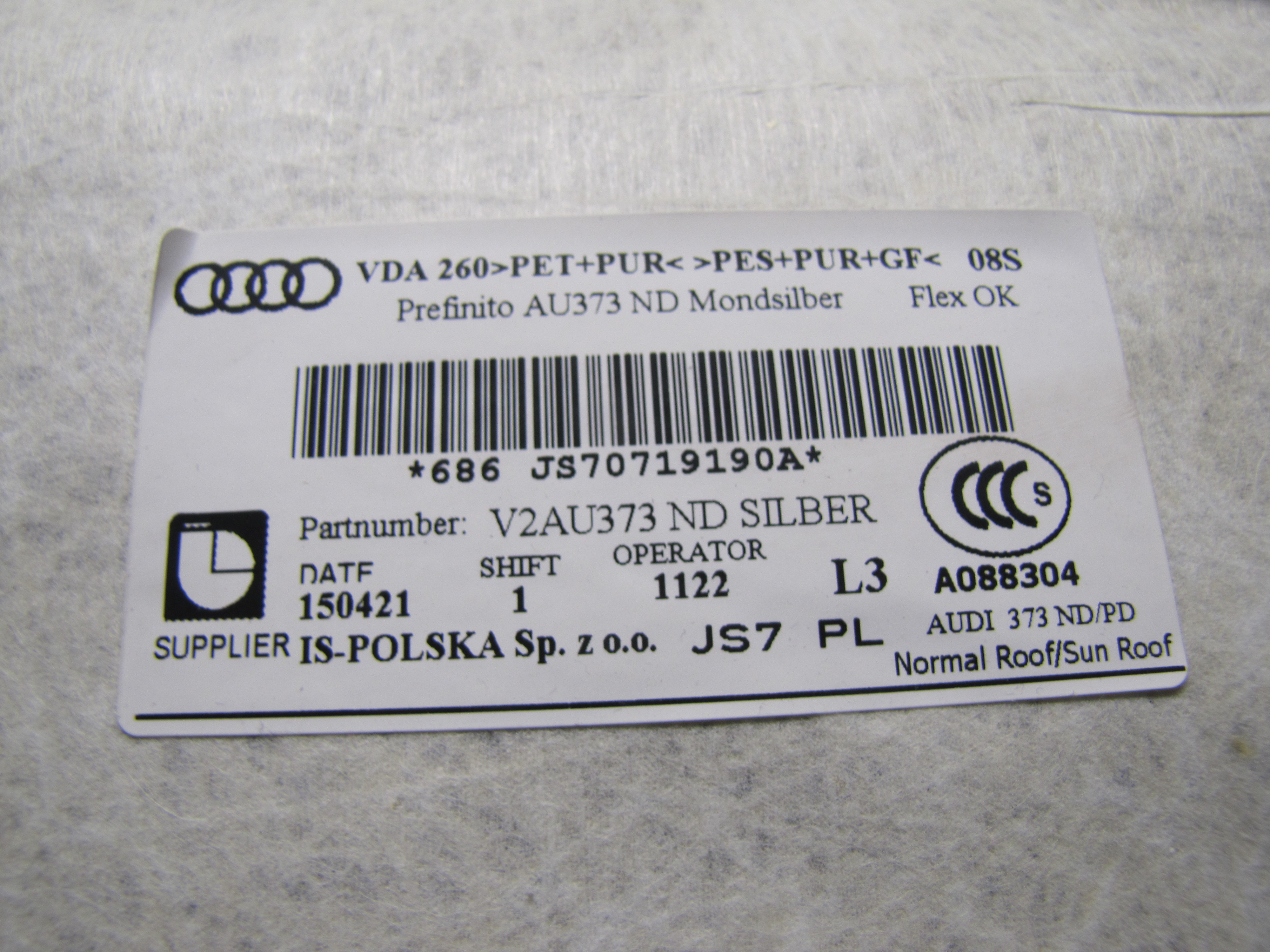 AUDI A3 8V (2012-2020) Верхня панель даху V2AU373ND 23444605