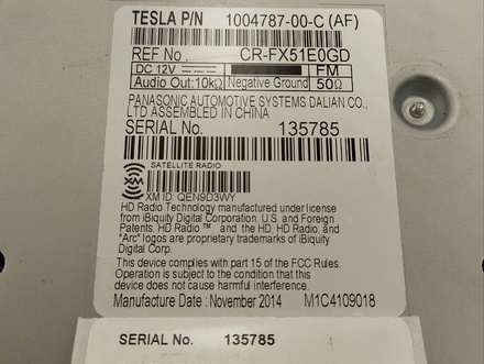 Tesla 100478700C MODEL S 2013 Przełącznik radia 