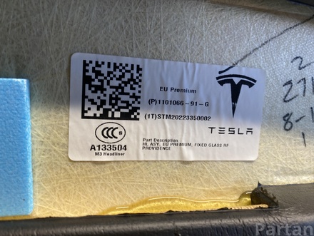 Tesla 1101066-91-G / 110106691G MODEL 3 2020 Панель потолка